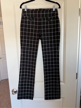 Essentials Black Windowpane Boot-Cut Pants